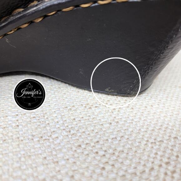 Born Women's Brown Leather Silver Buckle Detail Thong Wedge Sandals Size 7 - Picture 10 of 13